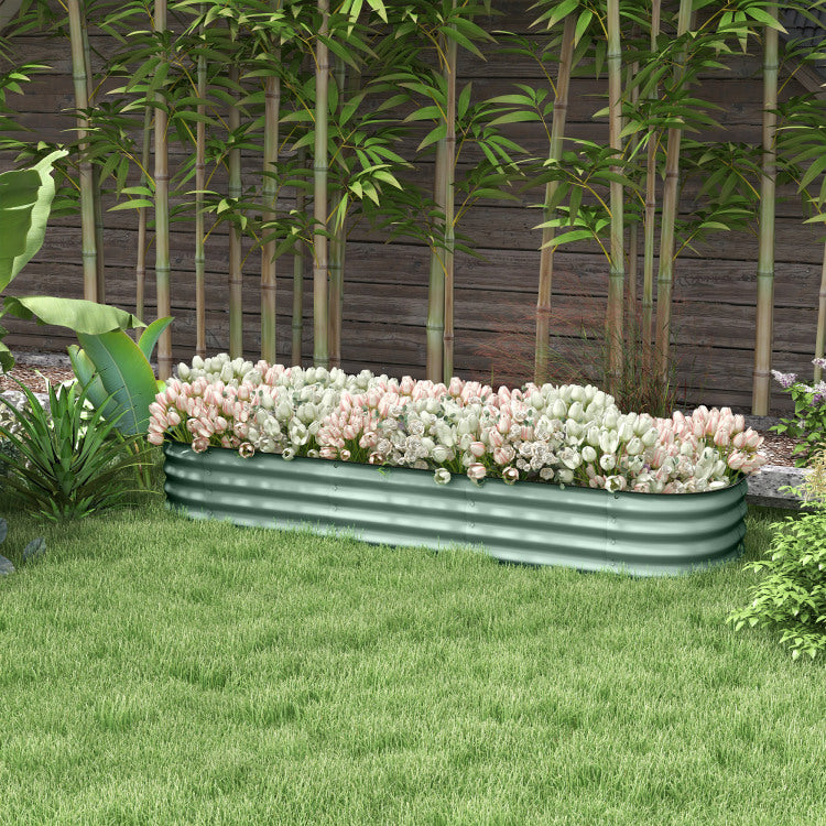 Outsunny 6.4' X 2' X 1' Galvanized Raised Garden Bed Kit, Outdoor Metal Elevated Planter Box With Safety Edging, Easy Diy Stock Tank For Growing Flowers, Herbs & Vegetables, Green