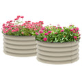 Outsunny Galvanized Raised Garden Bed Set Of 2, Planters For Outdoor Plants With Safety Edging, Easy To Assemble Stock Tanks For Growing Flowers, Herbs And Vegetables, Cream White