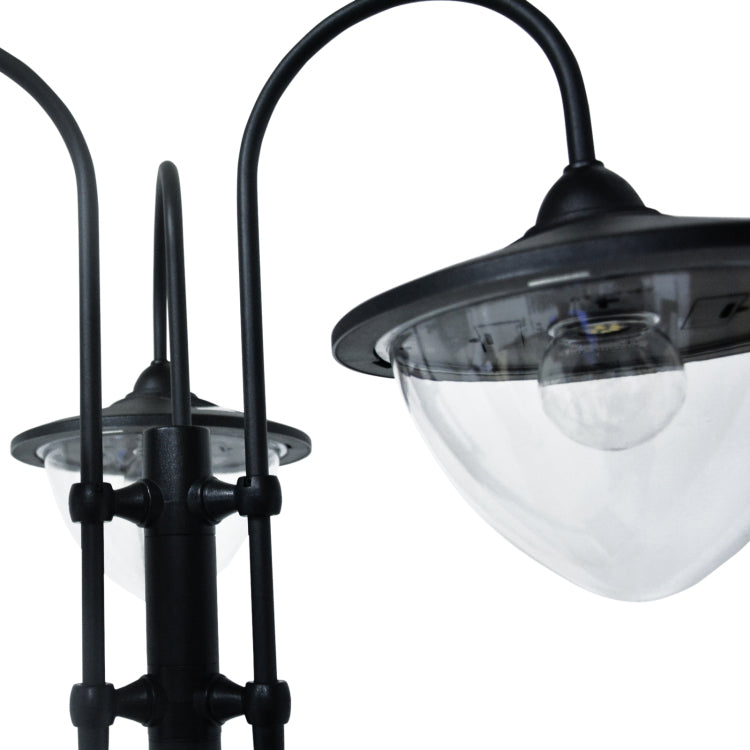 Outsunny 74.5" 3 Head Solar Lamp Post Street Light With Planter, Automatic On, 6 Hour Max Outdoor Ready Led Lighting, Black