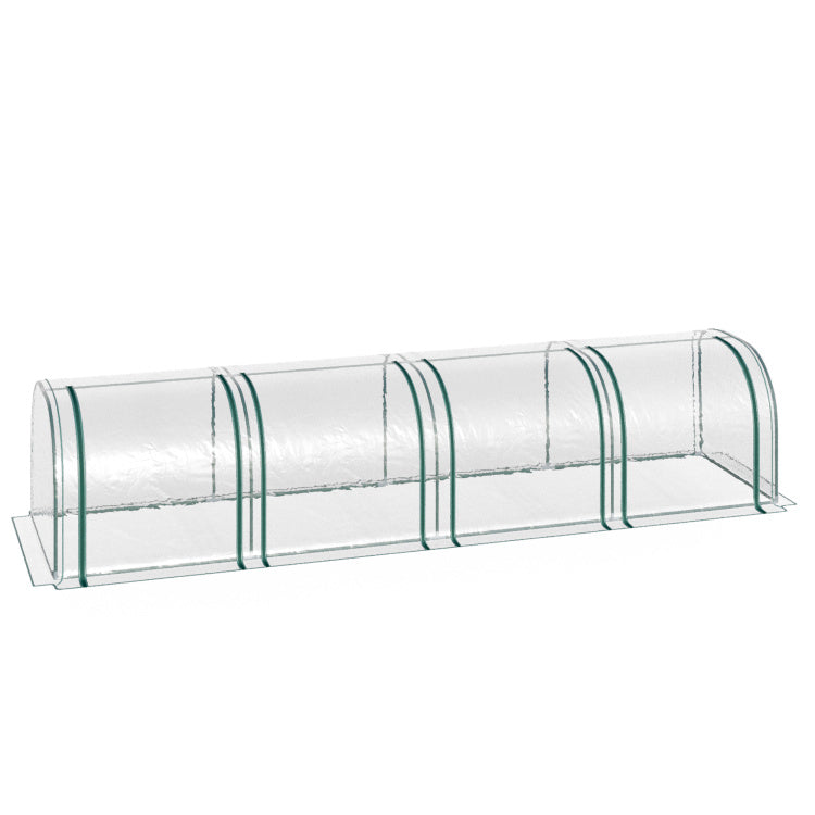 Outsunny Mini Greenhouse, Portable 13' L X 3' W X 2.5' H Tunnels, 4 Roll Up Zip Doors, Uv Waterproof Pvc Cover, Steel Frame, Green