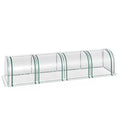Outsunny Mini Greenhouse, Portable 13' L X 3' W X 2.5' H Tunnels, 4 Roll Up Zip Doors, Uv Waterproof Pvc Cover, Steel Frame, Green