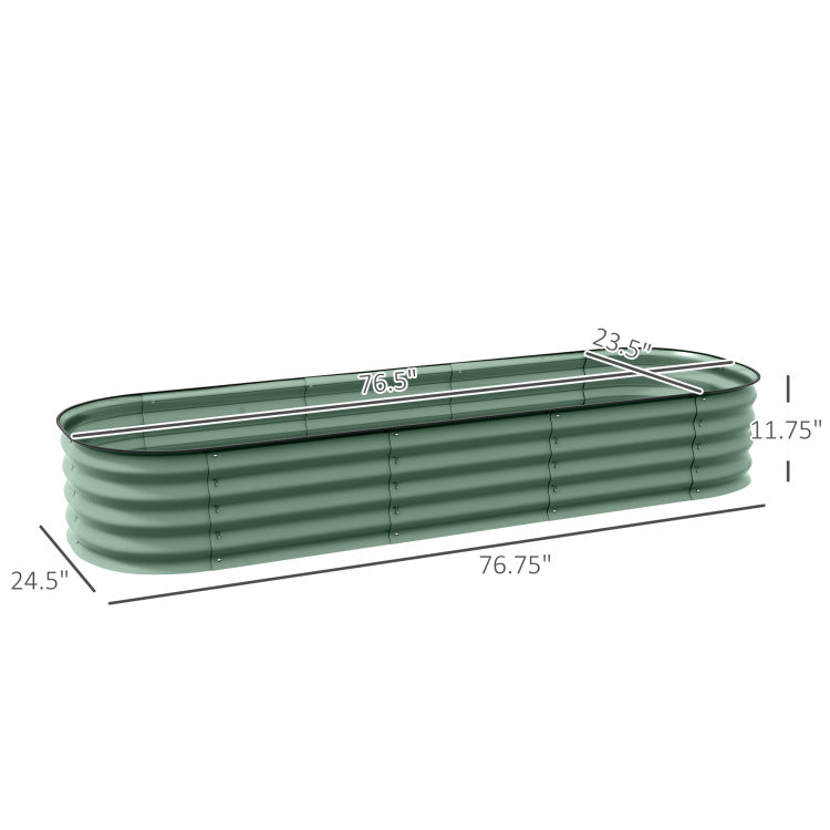Outsunny 6.4' X 2' X 1' Galvanized Raised Garden Bed Kit, Outdoor Metal Elevated Planter Box With Safety Edging, Easy Diy Stock Tank For Growing Flowers, Herbs & Vegetables, Green
