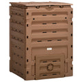 Outsunny Garden Compost Bin, 120 Gallon 450L Garden Composter, Bpa Free, With 80 Vents And 2 Sliding Doors, Lightweight & Sturdy, Fast Creation Of Fertile Soil, Brown