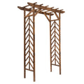 Outsunny 79In Wooden Garden Arbor Arch Trellis With Classic Countryside Style, Pergola Style Roof For Climbing Vines For Ceremony Party Weddings