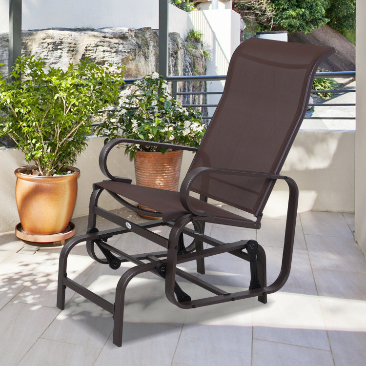 Outsunny Outdoor Glider Chair, Gliders For Outside Patio With Smooth Rocking Mechanism And Lightweight Construction For Backyard, Brown