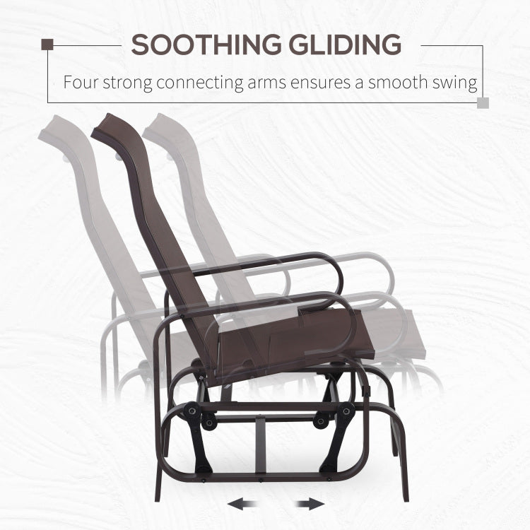 Outsunny Outdoor Glider Chair, Gliders For Outside Patio With Smooth Rocking Mechanism And Lightweight Construction For Backyard, Brown