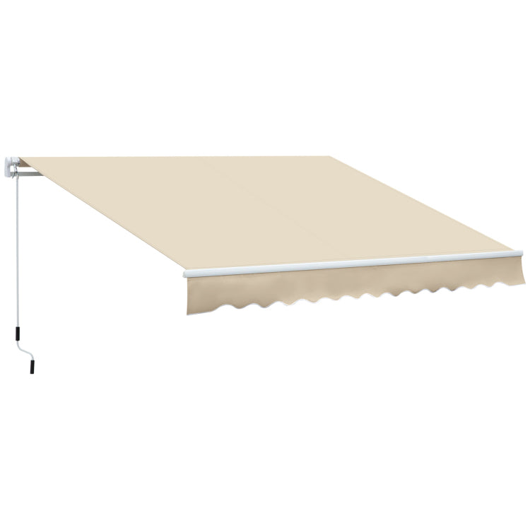 Outsunny 12' X 8' Retractable Awning Patio Awnings Sun Shade Shelter With Manual Crank Handle, 280G M Uv & Water Resistant Fabric And Aluminum Frame For Deck, Balcony, Yard, Cream White