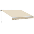 Outsunny 12' X 8' Retractable Awning Patio Awnings Sun Shade Shelter With Manual Crank Handle, 280G M Uv & Water Resistant Fabric And Aluminum Frame For Deck, Balcony, Yard, Cream White