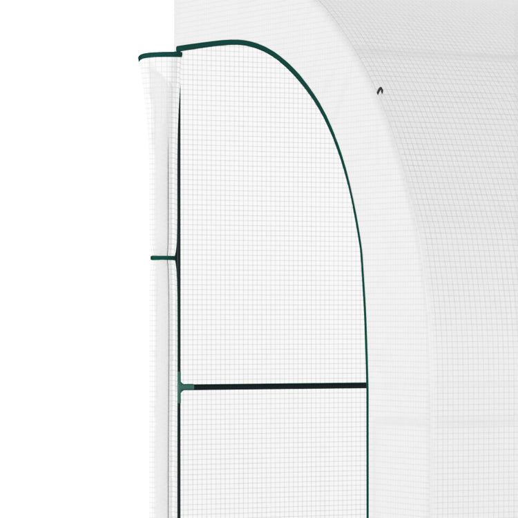 Outsunny 10' X 5' X 7' Lean To Greenhouse, Walk In Green House, Plant Nursery With 2 Roll Up Doors And Windows, Pe Cover And 3 Wire Shelves, White