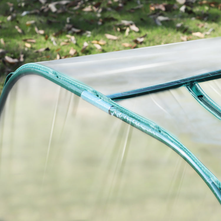 Outsunny Mini Greenhouse, Portable 13' L X 3' W X 2.5' H Tunnels, 4 Roll Up Zip Doors, Uv Waterproof Pvc Cover, Steel Frame, Green