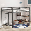 Adam Sturdy Junior Twin Loft Bed Black With Cinnamon Wood Shelf For Kids, Space Saving, Loft Bed With Easy Climbing Ladder And Guardrails, Loft Bed Frame For Bedroom