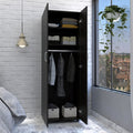 Armoire Organiser 70.8"H, Two Shelves, Rod, Double Door Cabinet Armoire, Black