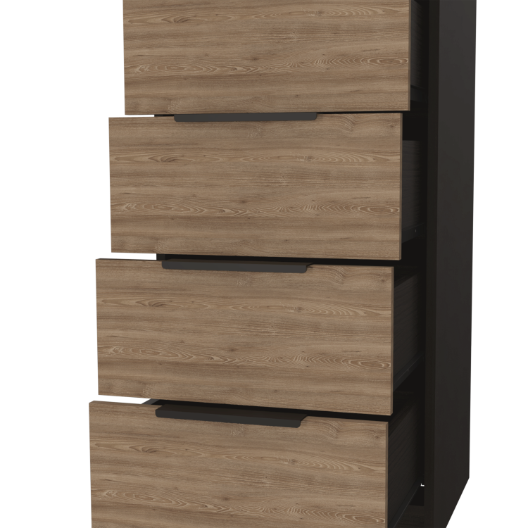 Dresser 42"H, 5 Drawer, Vertical Dresser, Black Light Oak
