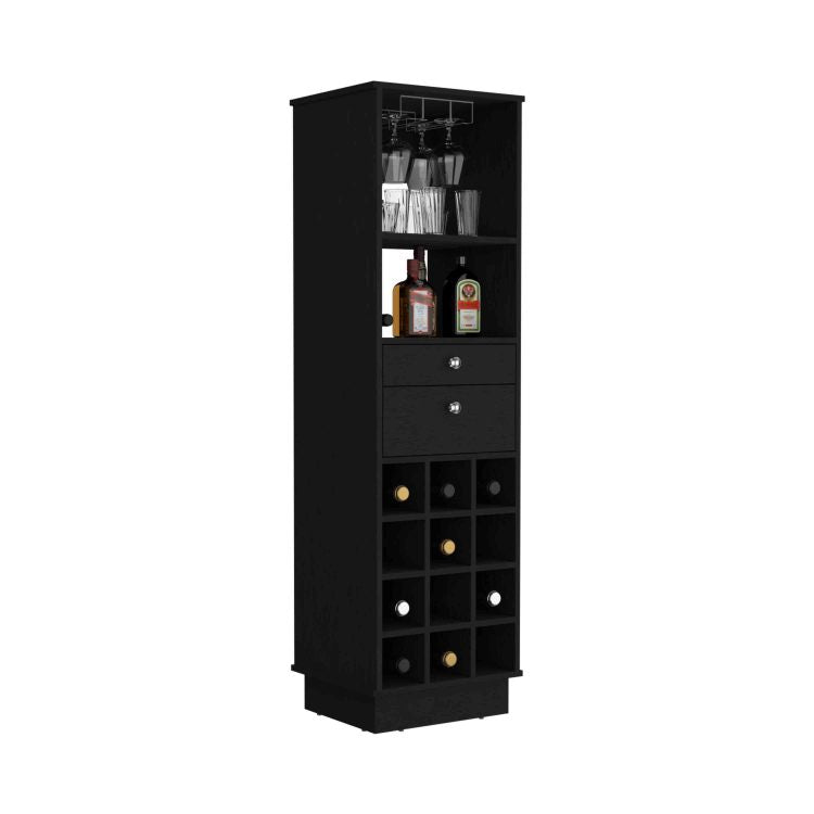 Zircon Bar Cabinet Two Drawers, Black