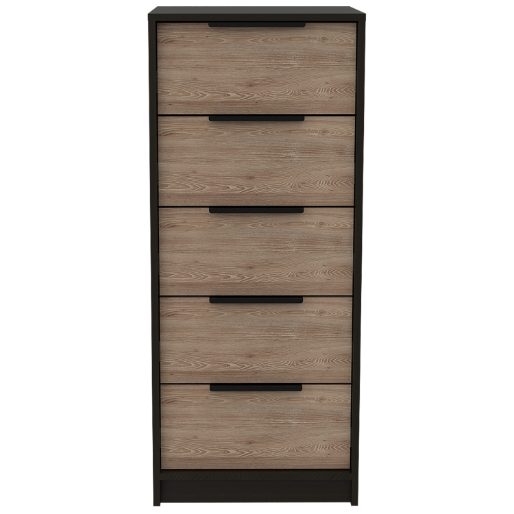 Dresser 42"H, 5 Drawer, Vertical Dresser, Black Light Oak