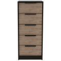 Dresser 42"H, 5 Drawer, Vertical Dresser, Black Light Oak