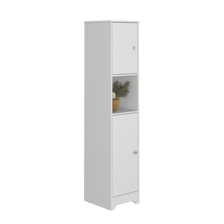 Double Door Cabinet 69" H, Four Interior Shelves, One Open Shelf, White