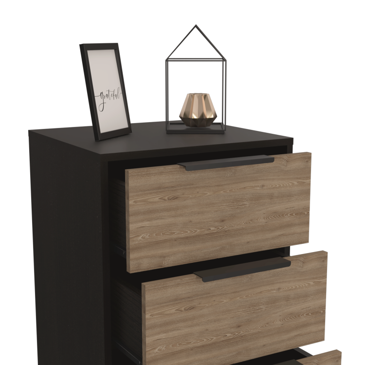 Dresser 42"H, 5 Drawer, Vertical Dresser, Black Light Oak