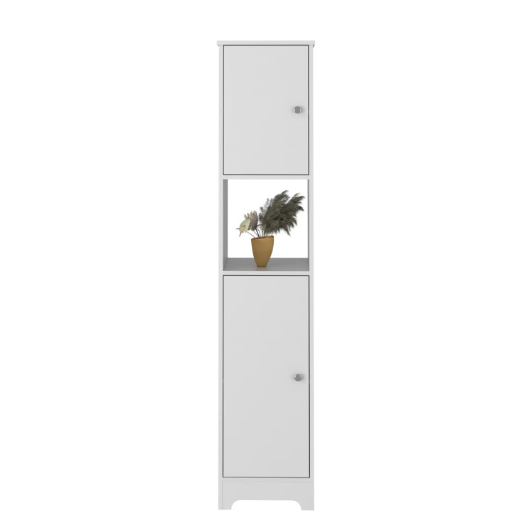 Double Door Cabinet 69" H, Four Interior Shelves, One Open Shelf, White