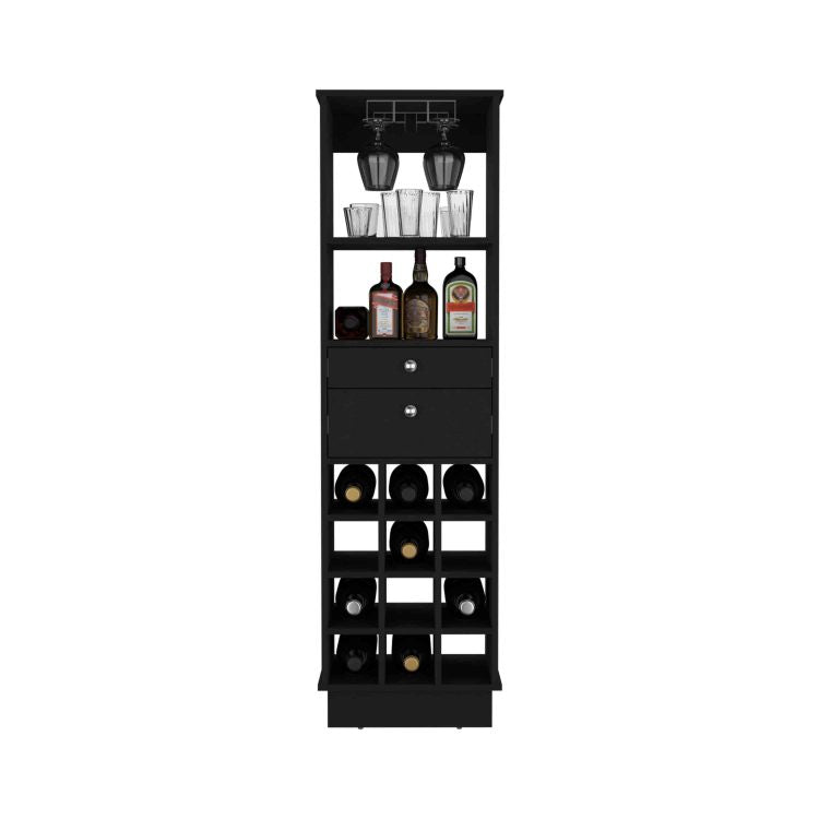 Zircon Bar Cabinet Two Drawers, Black