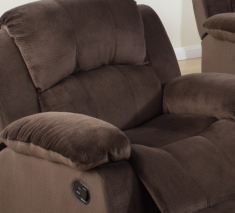Motion Recliner Chair 1Pc Rocker Recliner Couch Living Room Furniture Chocolate Padded Suede Metal Reclining