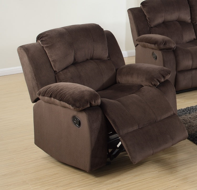 Motion Recliner Chair 1Pc Rocker Recliner Couch Living Room Furniture Chocolate Padded Suede Metal Reclining