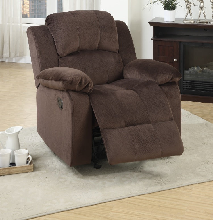 Motion Recliner Chair 1Pc Rocker Recliner Couch Living Room Furniture Chocolate Padded Suede Metal Reclining