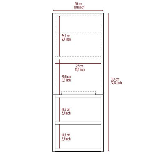 Medicine Single Door Cabinet 32" H, Two Interior Shelves, Two External Shelves, Light Gray