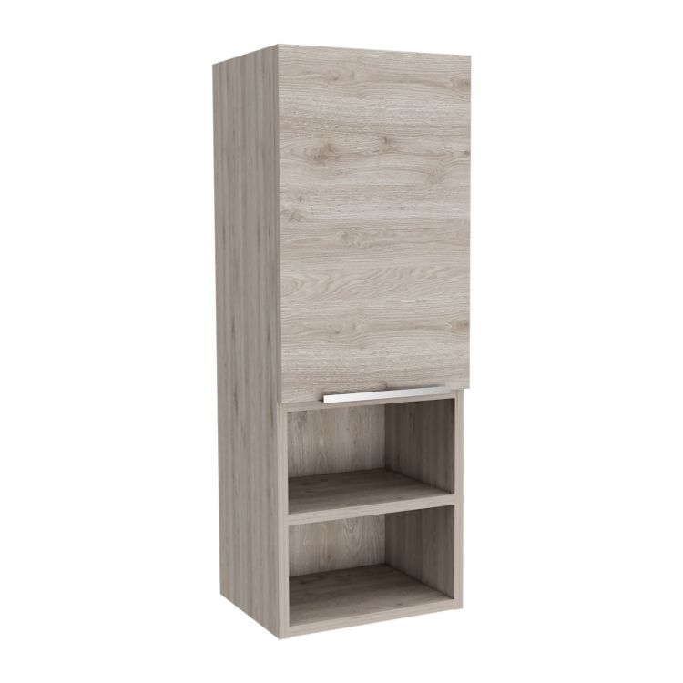 Medicine Single Door Cabinet 32" H, Two Interior Shelves, Two External Shelves, Light Gray
