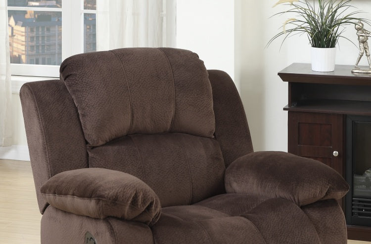 Motion Recliner Chair 1Pc Rocker Recliner Couch Living Room Furniture Chocolate Padded Suede Metal Reclining