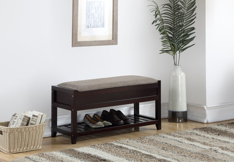 Rouen Seating Bench With Shoe Storage, Espresso