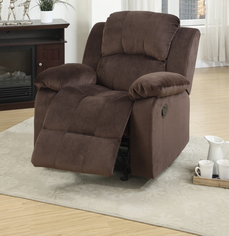 Motion Recliner Chair 1Pc Rocker Recliner Couch Living Room Furniture Chocolate Padded Suede Metal Reclining