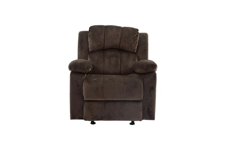 Motion Recliner Chair 1Pc Rocker Recliner Couch Living Room Furniture Chocolate Padded Suede Metal Reclining