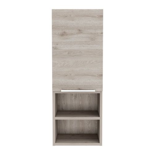 Medicine Single Door Cabinet 32" H, Two Interior Shelves, Two External Shelves, Light Gray