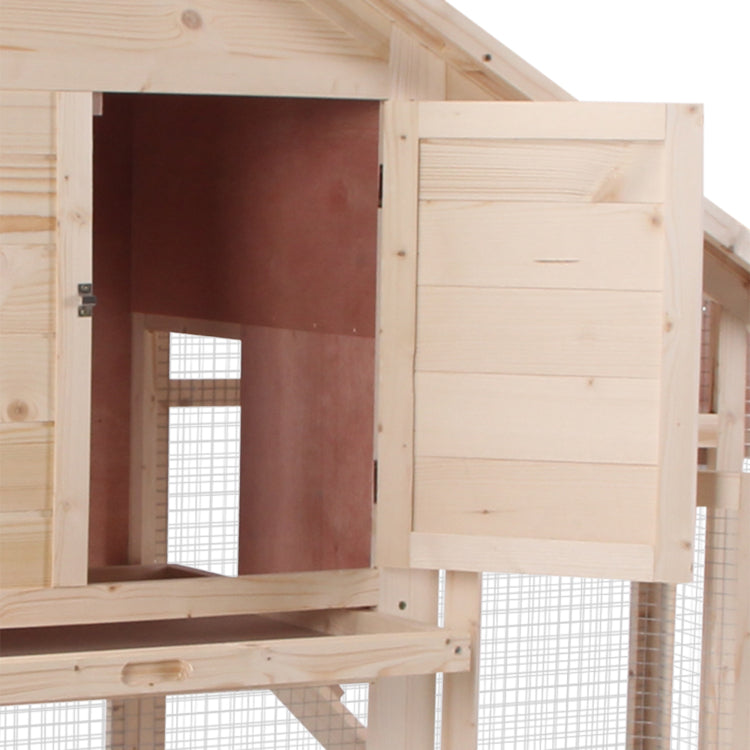 Pawhut 55"L 2 Tier Wooden Rabbit Hutch Bunny Cage Small Animal House With Ramp, Waterproof Roof, Removable Tray And Outdoor Run