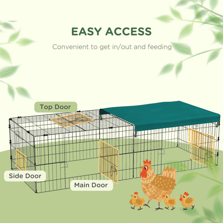 Pawhut 73" Small Animal Playpen, Pet Playpen Yard Fence For Rabbits, Chicken, Chinchillas With Roof For Indoor & Outdoor, Green