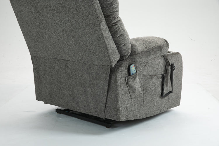 Lift Chair For Big And Tall Person With Inconvenient Legs: High Density Foam Lift Sofa With Heat And Massage, 2 Pockets, 2 Cup Holder, 2 Remote, Okin Motor