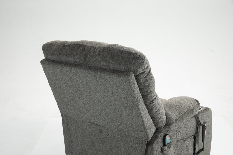 Lift Chair For Big And Tall Person With Inconvenient Legs: High Density Foam Lift Sofa With Heat And Massage, 2 Pockets, 2 Cup Holder, 2 Remote, Okin Motor