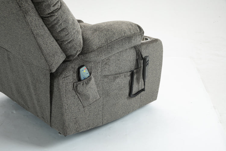 Lift Chair For Big And Tall Person With Inconvenient Legs: High Density Foam Lift Sofa With Heat And Massage, 2 Pockets, 2 Cup Holder, 2 Remote, Okin Motor