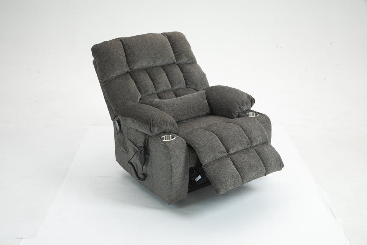 Lift Chair For Big And Tall Person With Inconvenient Legs: High Density Foam Lift Sofa With Heat And Massage, 2 Pockets, 2 Cup Holder, 2 Remote, Okin Motor