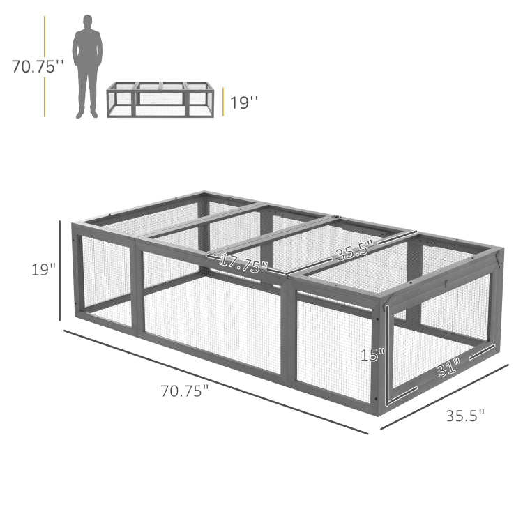 Pawhut Large Wooden Rabbit Hutch Bunny Hutch Small Animal Habitat Enclosure Outdoor Run And Lockable Doors, Gray