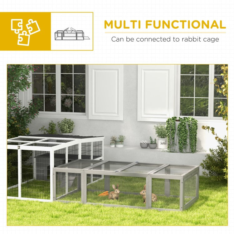 Pawhut Large Wooden Rabbit Hutch Bunny Hutch Small Animal Habitat Enclosure Outdoor Run And Lockable Doors, Gray