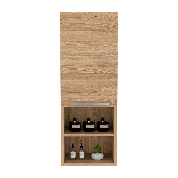 Medicine Single Door Cabinet 32" H, Two Interior Shelves, Two External Shelves, Light Oak