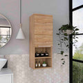 Medicine Single Door Cabinet 32" H, Two Interior Shelves, Two External Shelves, Light Oak