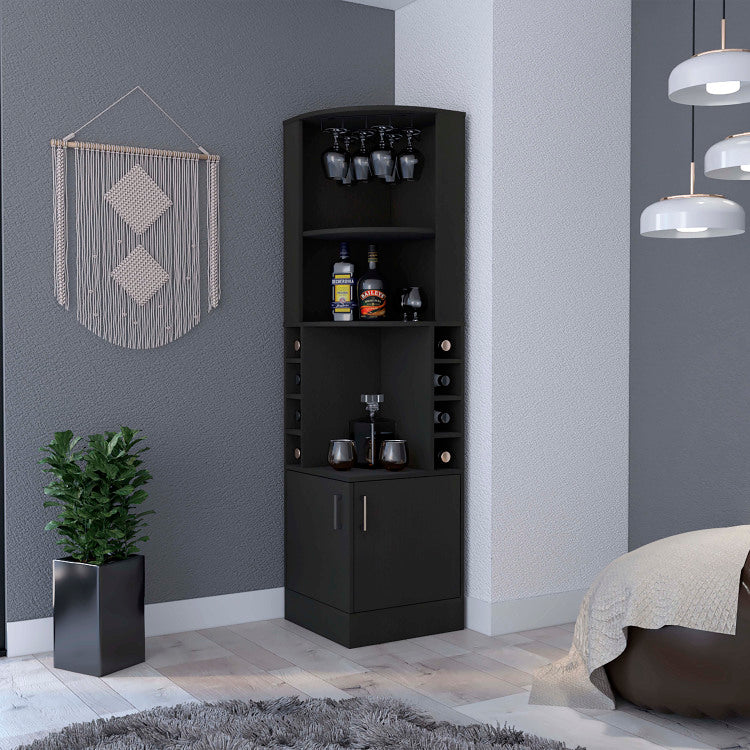 8 Bottle 2 Shelf Bar Cabinet Wenge