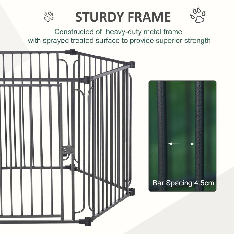 Pawhut 48" X 41" Heavy Duty Metal Dog Playpen, Outdoor Pet Cage Kennel, Puppy Exercise Fence Barrier With Weather Resistant Polyester Roof, Locking Door, & Metal Frame