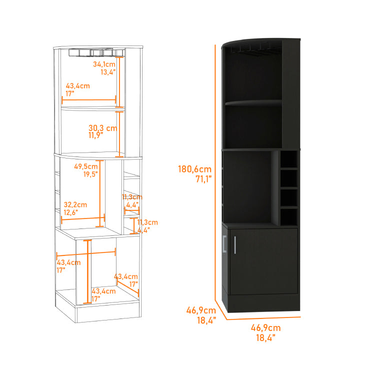 8 Bottle 2 Shelf Bar Cabinet Wenge