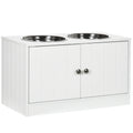 Pawhut Large Elevated Dog Bowls With Storage Cabinet Containing Large 44L Capacity, Raised Dog Bowl Stand Pet Food Bowl Dog Feeding Station, White