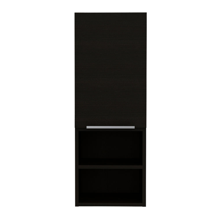 Medicine Single Door Cabinet 32" H, Two External Shelves, Two Interior Shelves, Black
