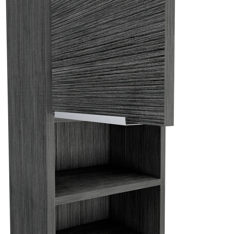 Medicine Single Door Cabinet 32" H, Two External Shelves, Two Interior Shelves, Smokey Oak